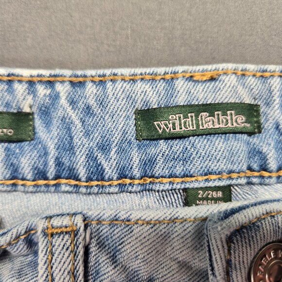 Wild Fable High Rise Straight Leg Distressed Jeans Light Wash Size 2/26 - Picture 9 of 15